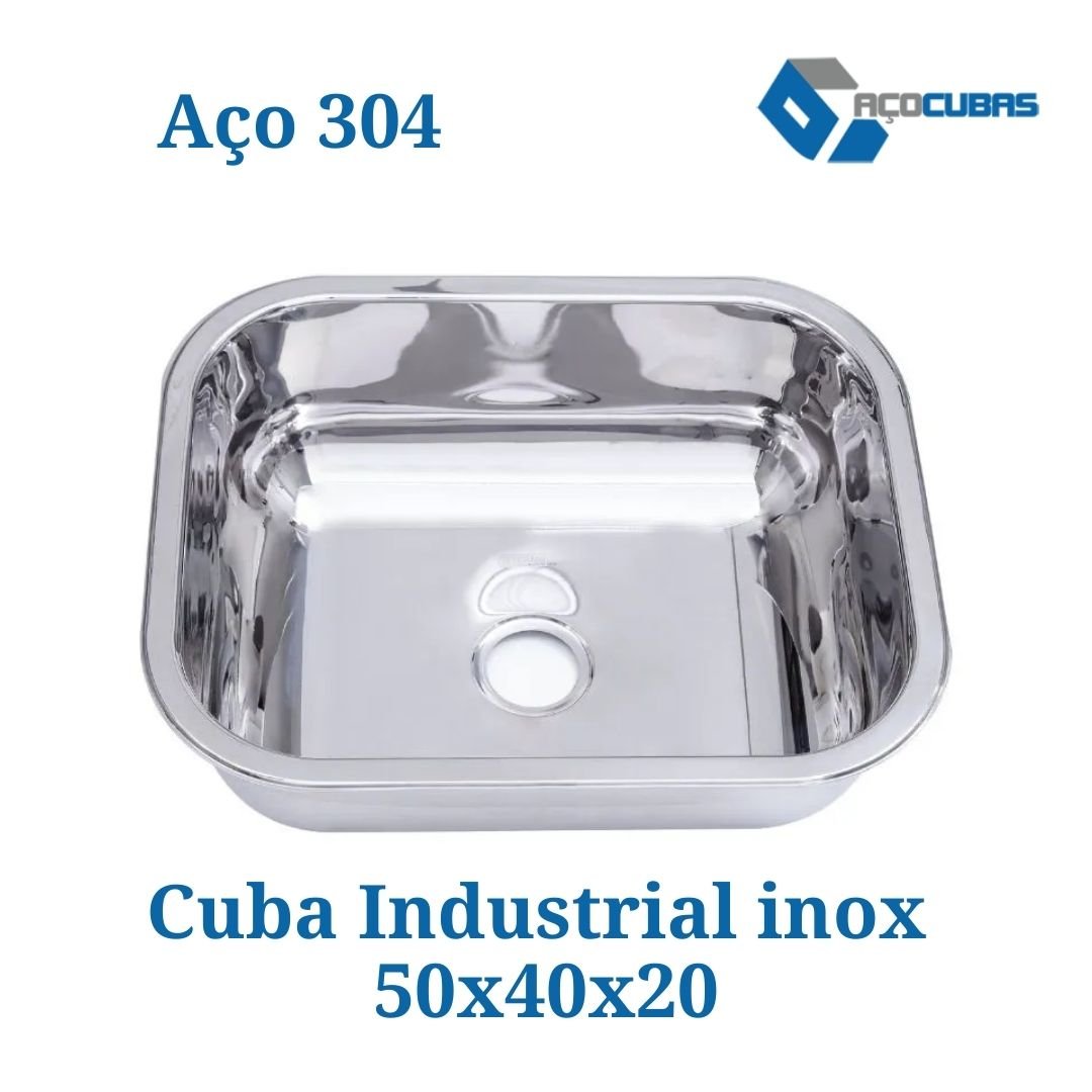 Cuba Industrial 50x40x20 Aço Cubas Inox 304 - 3