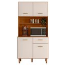 Ver imagem 1 de Kit Cozinha 4 Portas 1 Gaveta 90x188 cm New Izis Freijo Off Acetinado Poliman