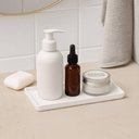 Ver imagem 4 de Kit Bandeja Retangular Decorativa e Porta Escova de Dentes com Tampa Branco Plástico Banheiro