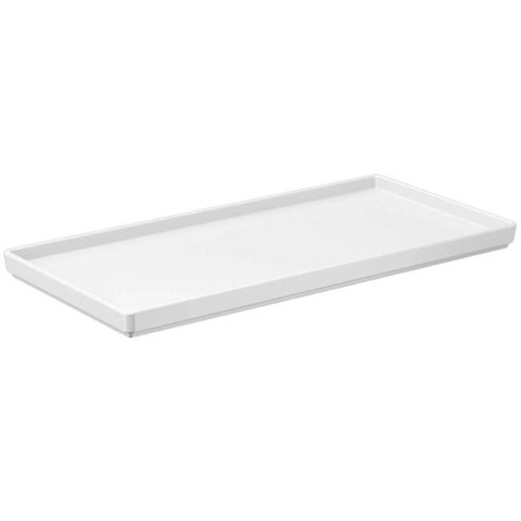 Kit Bandeja Retangular Decorativa e Porta Escova de Dentes com Tampa Branco Plástico Banheiro