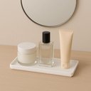 Ver imagem 5 de Kit Bandeja Retangular Decorativa e Porta Escova de Dentes com Tampa Branco Plástico Banheiro