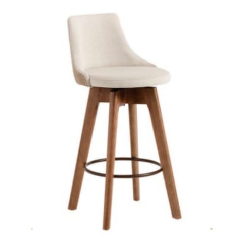 Banqueta Gourmet Giratória Copacabana - Tecido linho bege claro