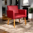 Ver imagem 2 de Poltrona Decorativa para Sala Recepção Consultório Nina Material Sintético Cores Pé Palito Castanho