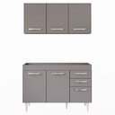 Ver imagem 7 de Armário Aéreo Honduras e Balcão Gabinete sem Tampo 120cm Suécia Cinza - Lumil Lumil Móveis