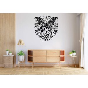 Adesivo de Parede Borboleta e Floresv:70 X 75 Cm
