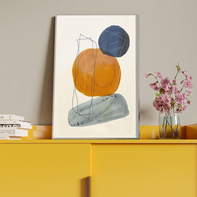 Quadro Decorativo Tela Canvas Abstrato Conceito a Dança Das Formas com Moldura e Vidro Prata - 180x1 - 4