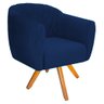 Kit 06 Poltrona Grazi Base Giratória de Madeira para Sala de Estar Recepção Suede Azul Marinho - 3