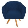 Kit 06 Poltrona Grazi Base Giratória de Madeira para Sala de Estar Recepção Suede Azul Marinho - 2