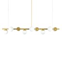 Ver imagem 1 de Lustre Pendente Figo Ouro 1,5m - 9 Globos Esfera de Vidro Branco