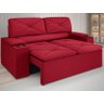 Sofá com Porta Copos Retrátil e Reclinável Pop 1,54m Velosuede Vermelho - Netsofas - 1