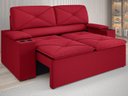 Ver imagem 1 de Sofá com Porta Copos Retrátil e Reclinável Pop 1,54m Velosuede Vermelho - Netsofas