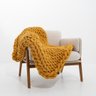 Manta Peseira de Tricot Solteiro/sofá 0,60x1,50m, Cor Mostarda - Magma Cotton - 2