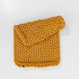 Manta Peseira de Tricot Solteiro/sofá 0,60x1,50m, Cor Mostarda - Magma Cotton - 3