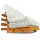 Ver imagem 1 de Sofá Cama Casal Futon Tokio Branco Off Sarja Impermeável Madeira Maciça Cor Mel