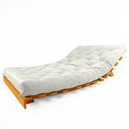 Sofá Cama Casal Futon Tokio Branco Off Sarja Impermeável Madeira Maciça Cor Mel - 2