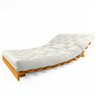 Sofá Cama Casal Futon Tokio Branco Off Sarja Impermeável Madeira Maciça Cor Mel - 2