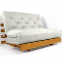 Ver imagem 4 de Sofá Cama Casal Futon Tokio Branco Off Sarja Impermeável Madeira Maciça Cor Mel