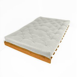 Sofá Cama Casal Futon Tokio Branco Off Sarja Impermeável Madeira Maciça Cor Mel - 3