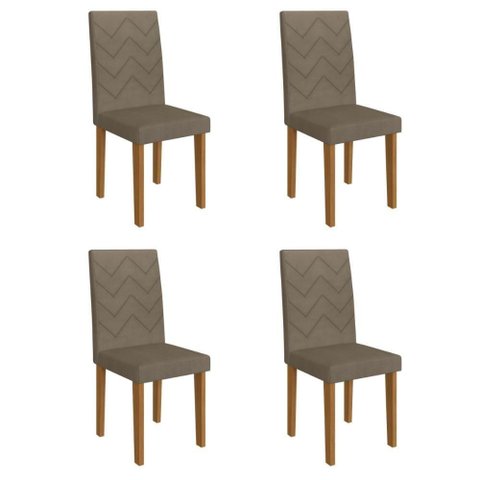 Kit 4 Cadeiras de Jantar Estofadas 43,5cm Multimóveis Cr50217 Cacau