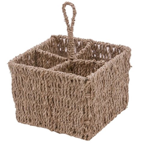 Porta Talher Quadrado Natural Rattan 18 Cm - Mimo Style - Yk1503
