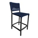 Ver imagem 2 de Kit 2 Banquetas França em Corda Náutica e Base em Alumínio Preta para Área Gourmet Azul Marinho