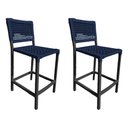 Ver imagem 1 de Kit 2 Banquetas França em Corda Náutica e Base em Alumínio Preta para Área Gourmet Azul Marinho