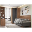 Ver imagem 1 de Quarto Modulado Escócia de Solteiro Mesa Escrivaninha + Guarda Roupa 2 Portas Amêndola/Grafito