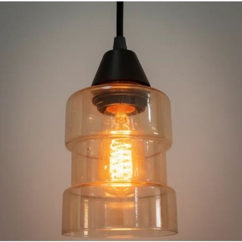 Luminária Pendente Vidro Tubo - Âmbar - 127/220v
