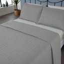 Ver imagem 3 de Kit Cobre Leito Colcha Unique Casal Queen 3 Peças Matelado Percal 300 Fios - Cinza