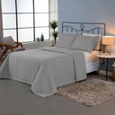 Ver imagem 5 de Kit Cobre Leito Colcha Unique Casal Queen 3 Peças Matelado Percal 300 Fios - Cinza