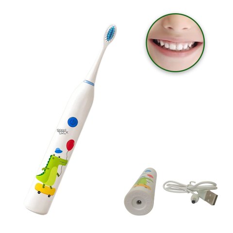 Escova de Dente Infantil Eletrica Recarregavel 6 Velocidades Higiene Bucal Gengiva Lingua Limpeza Or