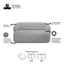 Ver imagem 6 de Kit Poltrona Giratória e Sofá Orgânico Living Glee 02 Lugares 140cm Linho Cinza - Abmaza