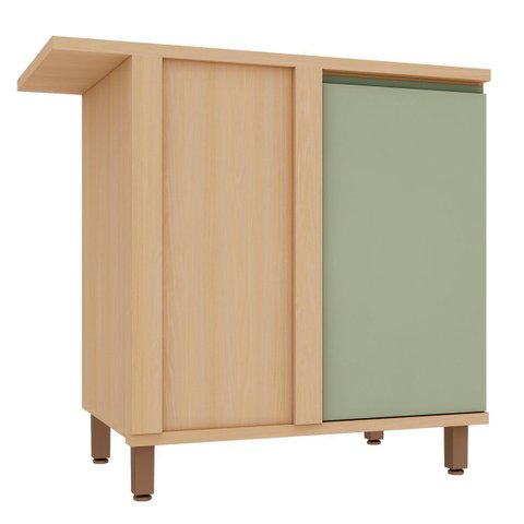 Balcão para Cozinha 100% MDF Canto Reto 95 cm 1 Porta Lótus Carvalho/Verde