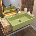 Ver imagem 2 de Cuba Pia Semi Encaixe para Banheiro Retangular 54cm XRT C08 Verde Acqua - Mpozenato