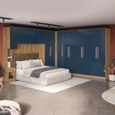 Ver imagem 2 de Quarto Modular Kappesberg Adapt Nogueira/azul Profundo 7 Peças 354cm X 336cm