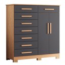 Ver imagem 5 de Guarda Roupa Solteiro Vivacce 04 Portas com Espelho e Cômoda Verona Freijo Titanium - Móveis Albatro