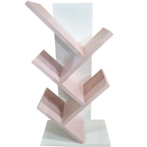 Livreiro Branco 60cm Partição Rosa Mdf Prateleira Estante Nicho Livros Revista Infantil