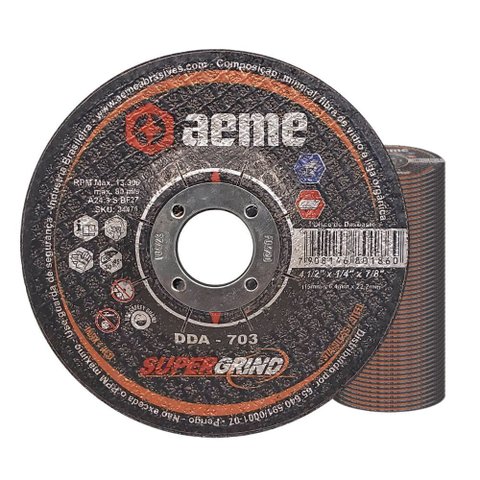 Disco Desbaste Aeme Aço/inox Dda 703 4.1/2x1/4x7/8 (114.3x6.4x22.22) 50 Unidades