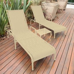 Kit 2 Espreguiçadeiras Catar + Mesa para Jardim e Piscina - Fendi - 2