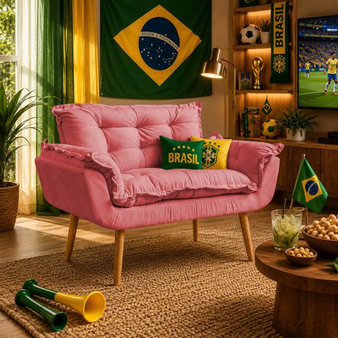 Namoradeira Decorativa Confortável para Sala Recepção Consultório  Manicure Alice Suede