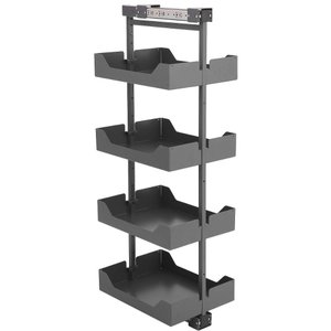 Coluna Deslizante Masutti Alta 152cm 4 Bandejas Ajustáveis Gaveteiro Organizador Cozinha Cinza