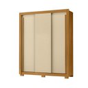 Ver imagem 2 de Guarda-Roupa com Portas de Correr 3 Portas 2 Gavetas Saint 156cm Off White/Carvalho Americano