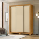 Ver imagem 1 de Guarda-Roupa com Portas de Correr 3 Portas 2 Gavetas Saint 156cm Off White/Carvalho Americano