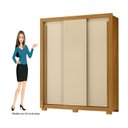 Ver imagem 4 de Guarda-Roupa com Portas de Correr 3 Portas 2 Gavetas Saint 156cm Off White/Carvalho Americano