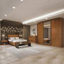 Ver imagem 1 de Quarto de Casal Completo com Guarda-Roupa, Cama, Cômoda e 2 Mesa de Cabeceiras Spazio Móveis Lopas