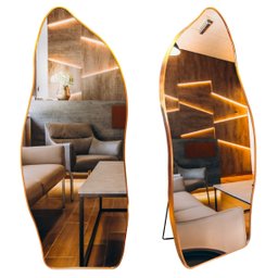 Espelho Grande Corpo Inteiro com Moldura Metal Orgânico 170x70cm com Suporte de Chão - 1