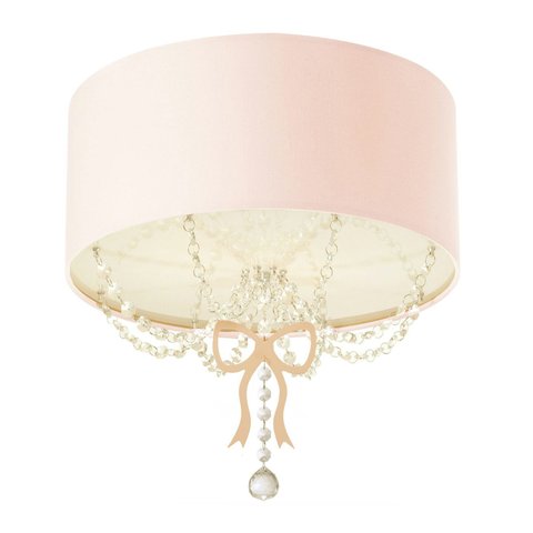 Luminária Plafon Infantil Laço Cúpula Rosa 30x15 2e27