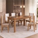 Ver imagem 1 de Conjunto Sala de Jantar com 6 Cadeiras Luana Yescasa Marrom/Mel/Off White