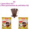 Kit 2 Coador Filtro Moka Permanente e Porta Filtro com Funil - 102 - 2