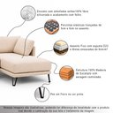 Ver imagem 4 de Sofá Sala de Estar Atena Chaise Direito Pés de Ferro 254cm 4 Lugares Linho Off White M1 - Monari Des